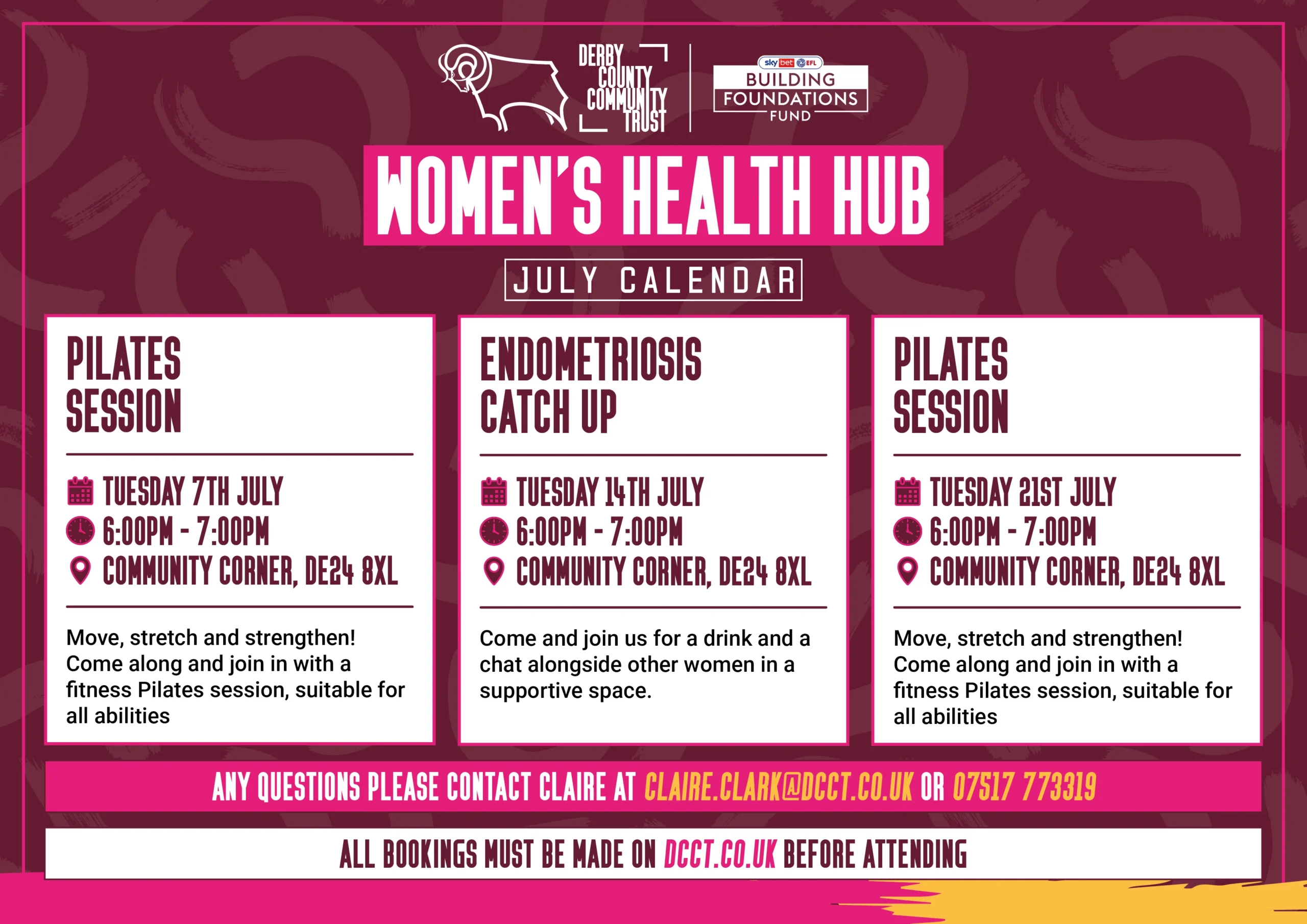 Women's Health Hub July Calendar